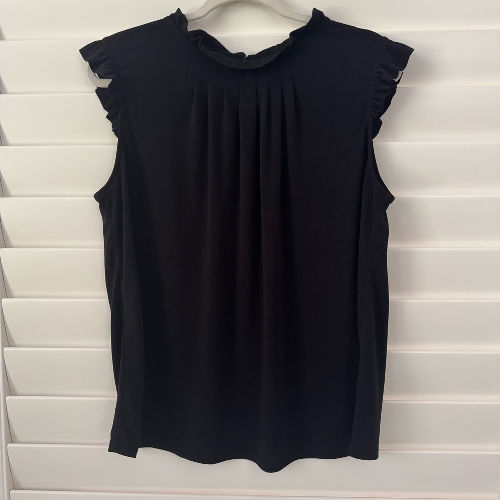 Elegant Black Ruffle Sleeveless Top